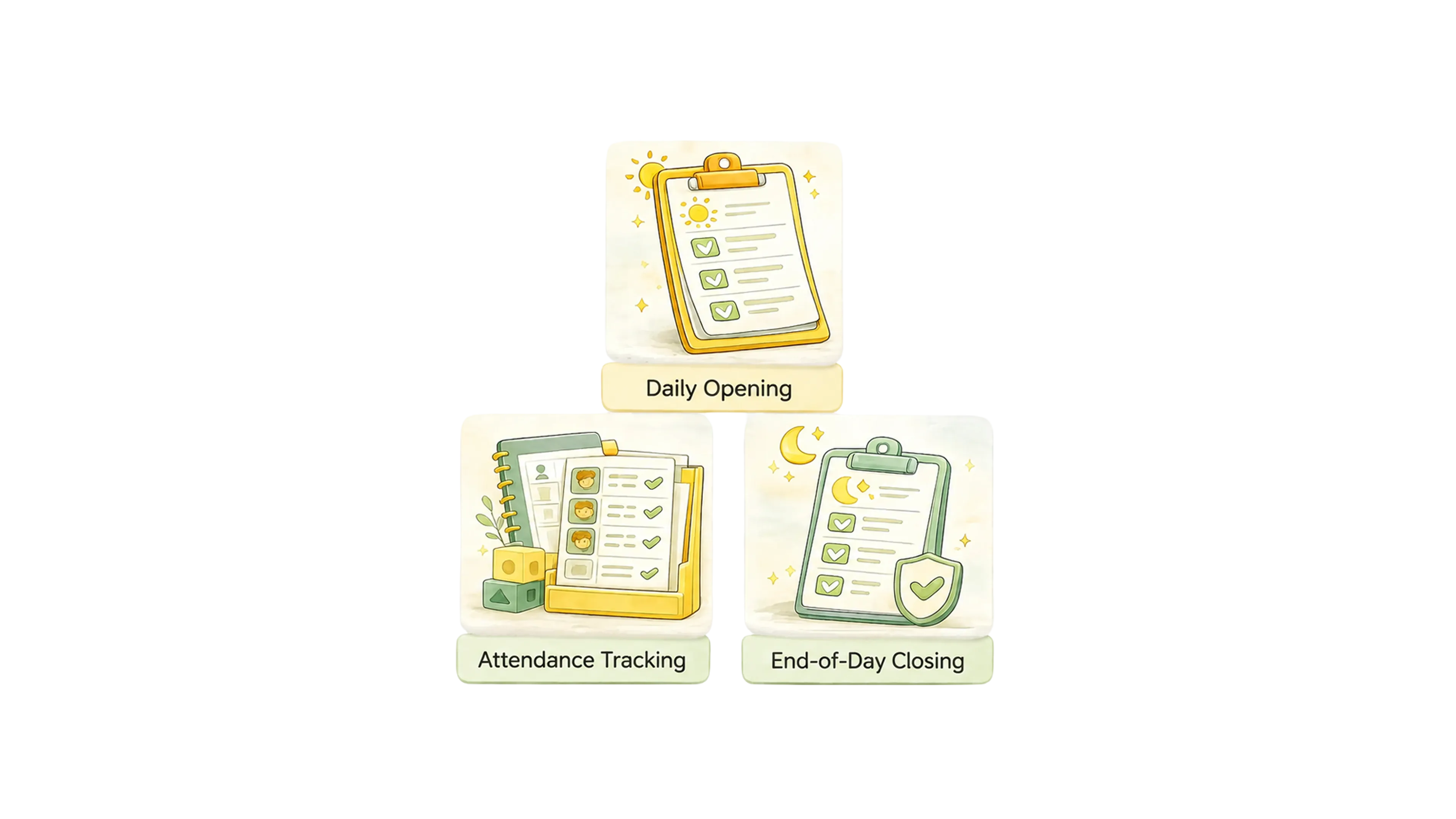 Daily childcare operations checklist opening attendance and closing